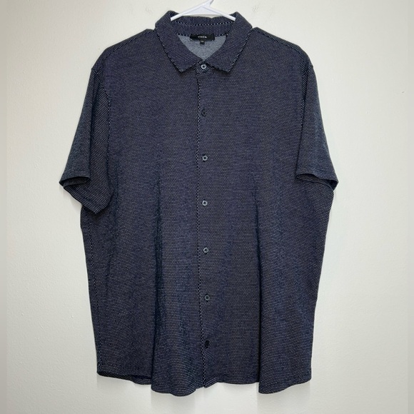 Vince Other - VINCE REGULAR FIT PATTERNED JACQUARD KNIT BUTTON FRONT SHIRT NAVY XXL